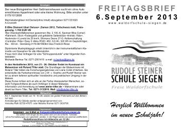 Freitagsbrief 06.09.2013 - Rudolf-Steiner-Schule Siegen Freie ...