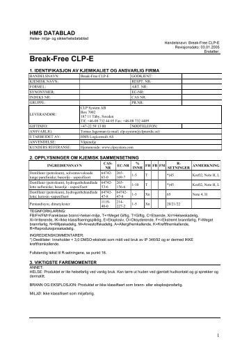 Break-Free CLP-E - CLP System AB