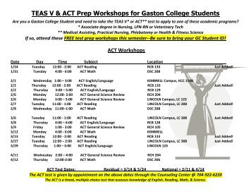 TEAS V & ACT Prep Workshops for Gaston College Students