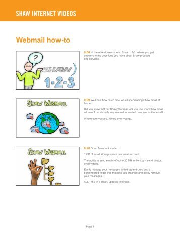 SHAW INTERNET VIDEOS Webmail how-to