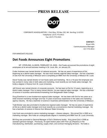 PRESS RELEASE - Dot Foods