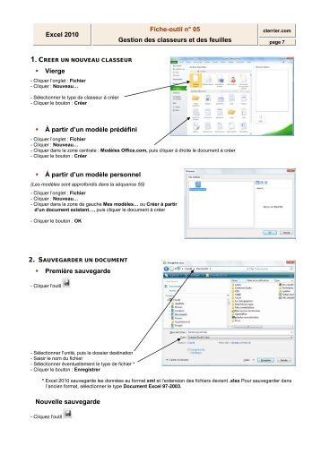 Excel 2010 Fiche-outil nÂ° 05 Gestion des classeurs et des feuilles ...