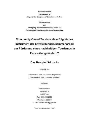 Community-Based Tourism als erfolgreiches ... - Tourism Watch