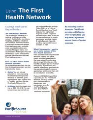 Using The First Health Network - PacificSource