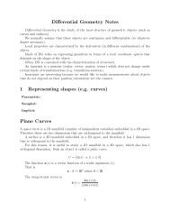 Differential Geometry Notes 1 Representing shapes (e.g. curves ...
