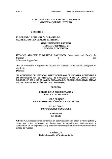 Código de la Administración Pública de Yucatán - Secretaría de ...