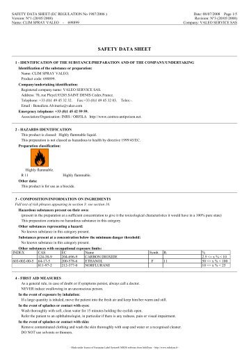 SAFETY DATA SHEET - Valeo