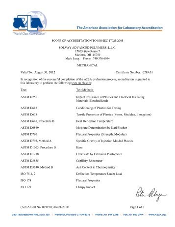 09/21/2010 Page 1 of 2 SCOPE OF ACCREDITATION TO ISO/IEC ...