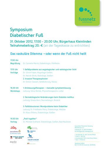 fussnetz Symposium Diabetischer FuÃ - Diabetes-Klinik Bad Nauheim