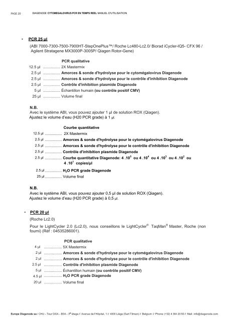 Cytomégalovirus - Diagenode Diagnostics