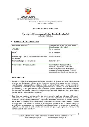 Informe TÃ©cnico N 41 CAF Dexametasona - Digemid - Ministerio de ...