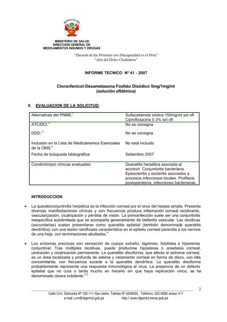 Informe TÃ©cnico N 41 CAF Dexametasona - Digemid - Ministerio de ...