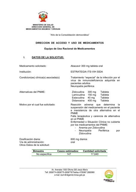 direccion ejecutiva de acceso y uso de medicamentos - Digemid ...