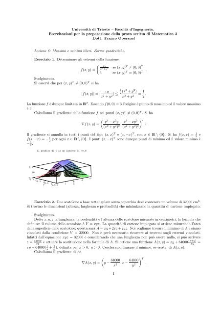 Lezione6 - Dipartimento di Matematica e Informatica