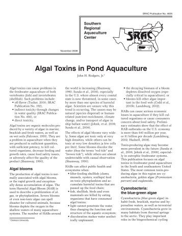 Algal Toxins in Pond Aquaculture - SRAC Fact Sheets