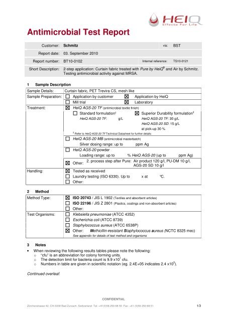 Antimicrobial Test Report - Drapilux