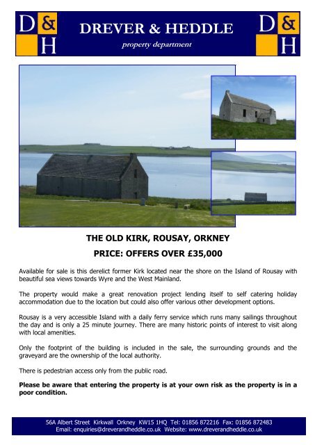 The Old Kirk Rousay Orkney Price Offers Over Drever Heddle