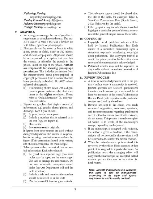 Jannetti Publications Guidelines For Authors - Pediatric Nursing