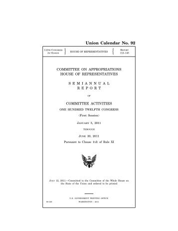 Union Calendar No. 92 - The U.S. House of Representatives ...