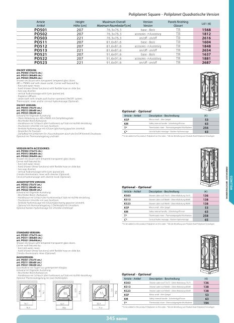 Samo Preisliste 2013 - Duschking