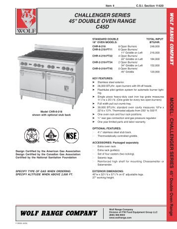 challenger series 45" double oven range c45d - Dvorsons