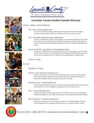 Lancaster County Student Sample Itinerary - Group Tours ...