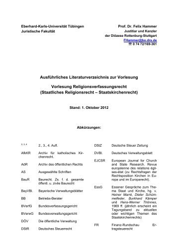 Ausführliche Bibliographie zur Vorlesung - Diözese Rottenburg ...