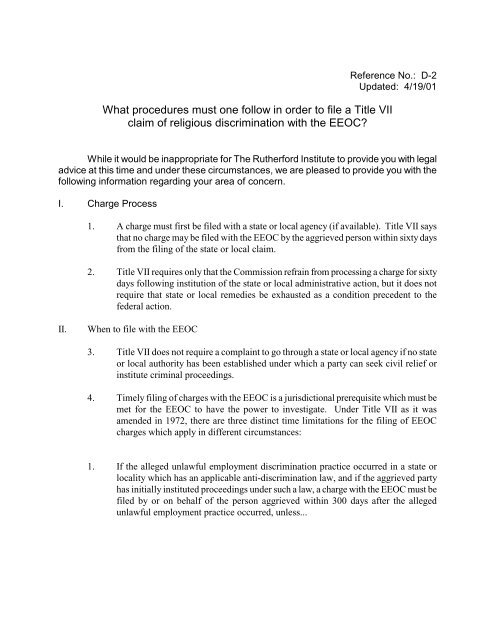What procedures must one follow in order to file a Title VII claim 