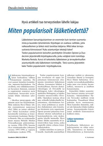 Miten popularisoit lääketiedettä? - Terveyskirjasto