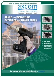 Akkus für Werkzeuge Batteries for Powertools - Axcom GmbH