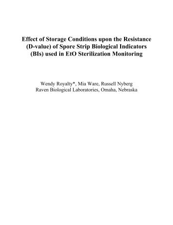 Effect of Storage Conditions upon the Resistance (D ... - Mesa Labs