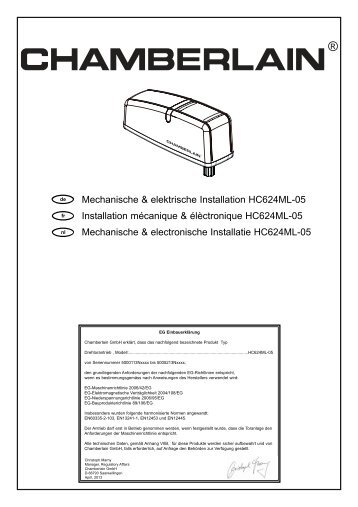 Mechanische & elektrische Installation HC624ML ... - Chamberlain