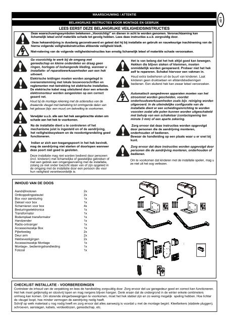 Mechanische & elektrische Installation HC624ML ... - Chamberlain