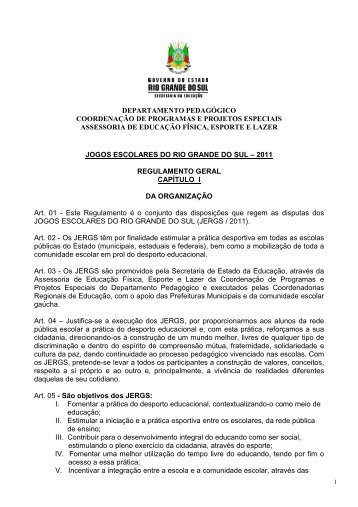 Baixe aqui o Regulamento do JERGS 2011, no formato .pdf