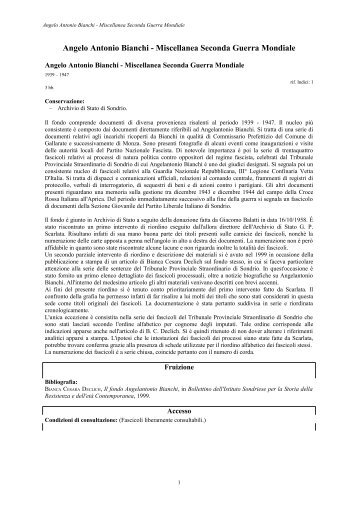 Angelo Antonio Bianchi - Istituto Centrale per gli Archivi