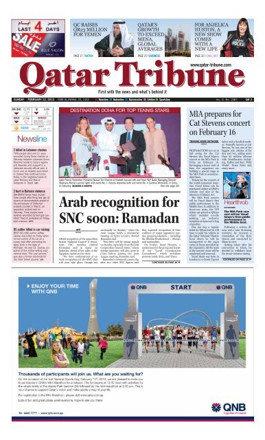 Arab recognition for SNC soon: Ramadan - Qatar Tribune