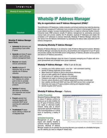 WhatsUp IP Address Manager Datasheet - WhatsUp Gold