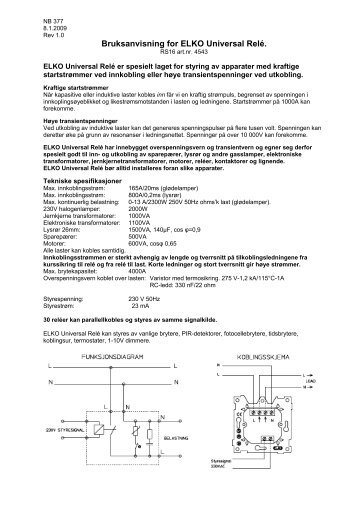 Bruksanvisning for ELKO Universal RelÃ©. - Elko AS