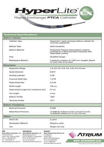 Hyperlite LX Data Sheet - Atrium Medical Corporation