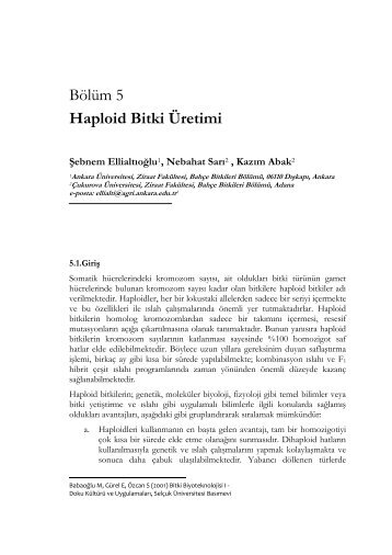 Haploid Bitki Ãretimi - Ziraat FakÃ¼ltesi