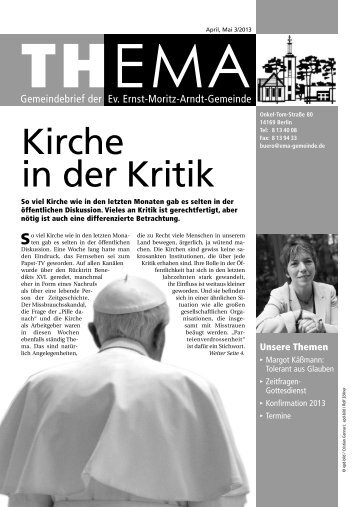 Gemeindebrief 2013 - Apr - Mai - Ernst Moritz Arndt Kirchengemeinde