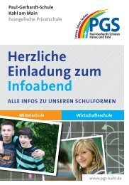 Herzliche Einladung zum Infoabend - Paul-Gerhardt-Schule Kahl