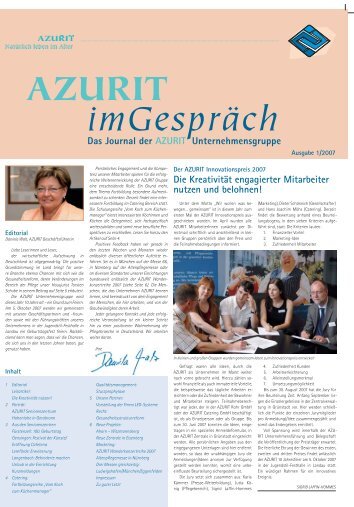 "AZURIT im Gespräch" Ausgabe 1/2007 - Azurit Gruppe