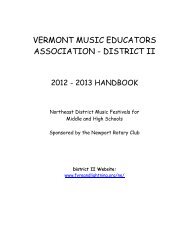 VERMONT MUSIC EDUCATORS ASSOCIATION - the Stowe School ...