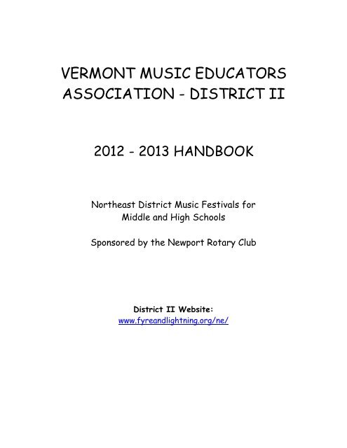 VERMONT MUSIC EDUCATORS ASSOCIATION - the Stowe School ...