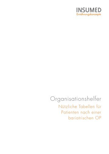 INSUMED Organisationshelfer - Nützliche Tabellen nach der bariatrischen OP