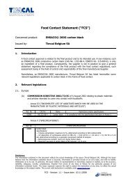 Food contact statement E260G (Version 1.1) - Timcal