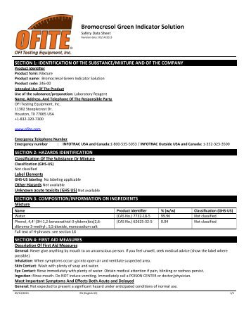 Bromocresol Green Indicator Solution - OFI Testing Equipment, Inc.