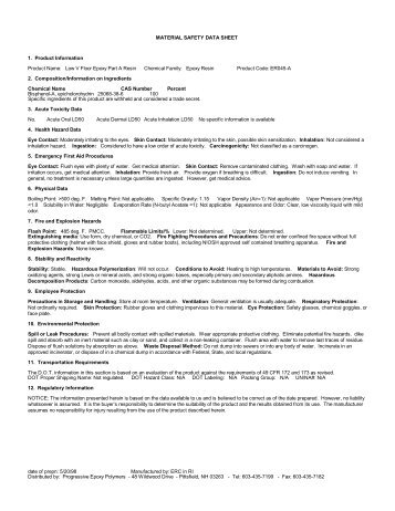 msds floor sheet polymers epoxy nylon