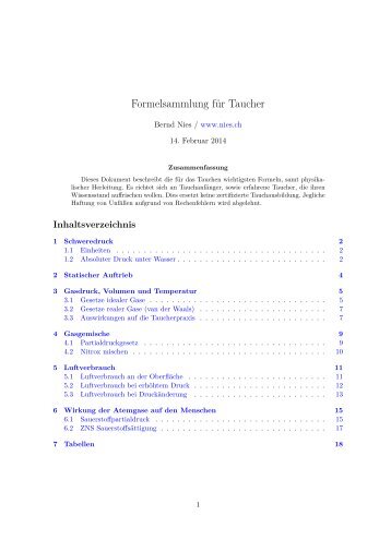 Formelsammlung für Taucher (PDF) - Nies.ch